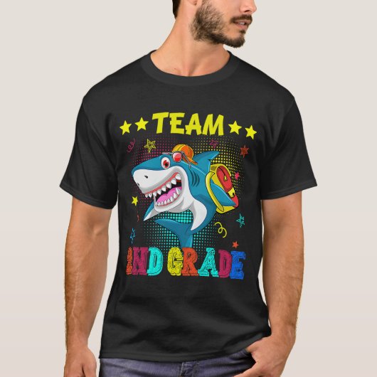 Team 2e graad Shark Student leraar terug naar Scho T-shirt (Voorkant)