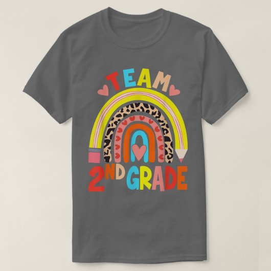 Team 2e graadregenboogluipaard terug naar schoolta t-shirt (Design voorkant)