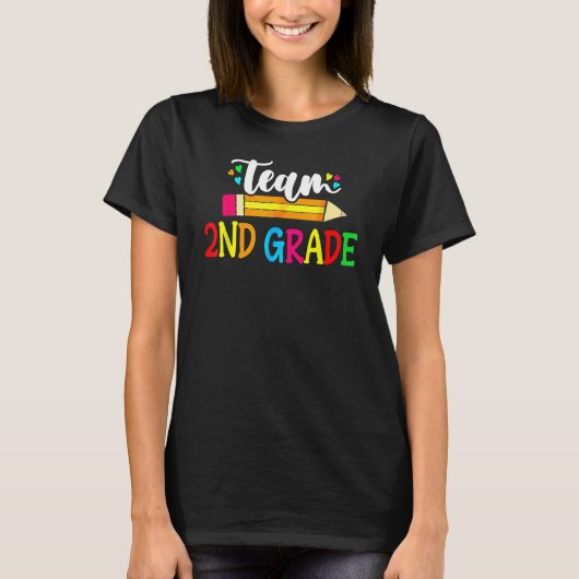 Team 2e klas potlood leraar student terug naar sch t-shirt (Voorkant)