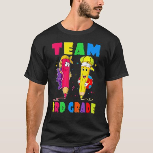 Team 3de Grade Potlood terug naar school lerarenst T-shirt (Voorkant)