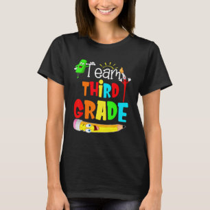 Team 3de Grade Regenboog Druk Derde Grafiek Leer K T-shirt