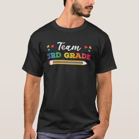 Team 3e klas team derde klas potlood t-shirt (Voorkant)