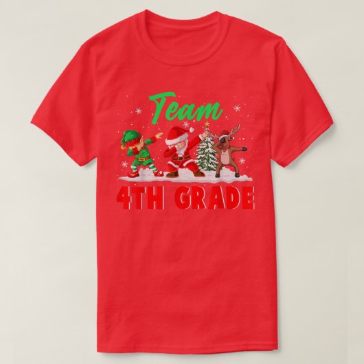 Team 4e klas Funny kerstdabbing ELF Santa R T-shirt (Design voorkant)
