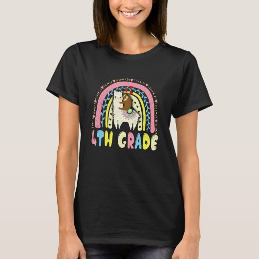 Team 4e klas Squad Llama Luiaard Terug naar school T-shirt (Voorkant)