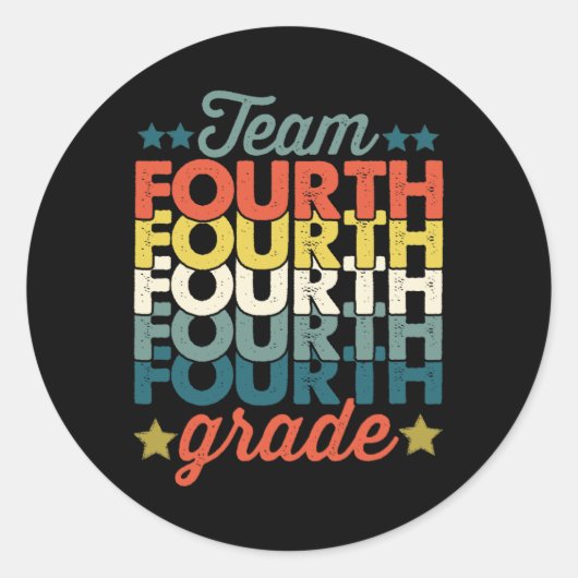 Team 4e klas terug naar school leraar Kinder Ronde Sticker (Voorkant)