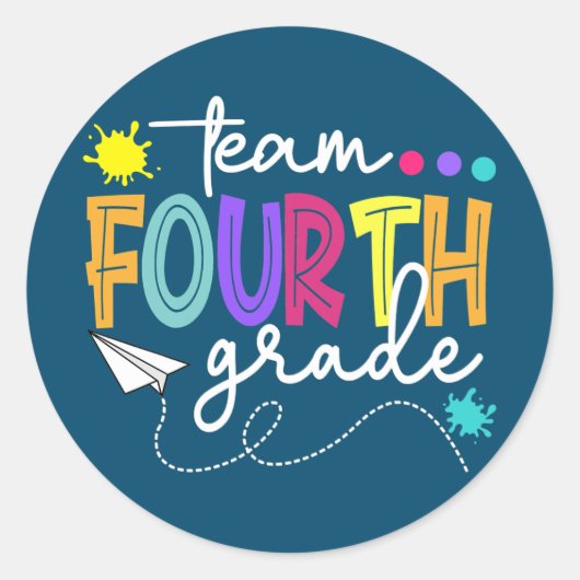 Team 4th Fourth Grade Teacher Student Back To Ronde Sticker (Voorkant)