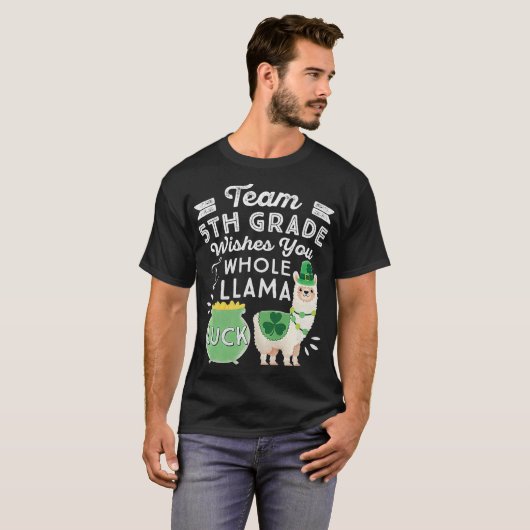 Team 5e graad Hele Llama Luck St Patrick Day Thi T-shirt (Voorkant volledig)