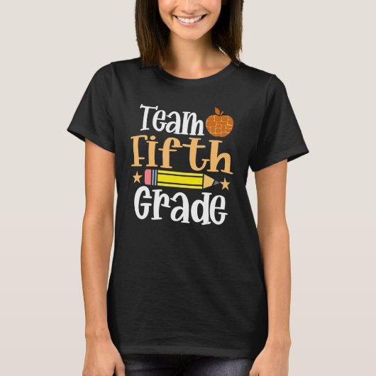 Team 5e graad terug naar eerste schoolleraar t-shirt (Voorkant)