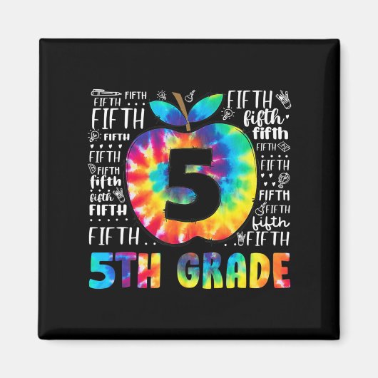 Team 5e graad Typografie Tie Dye Terug naar school Magneet (Voorkant)