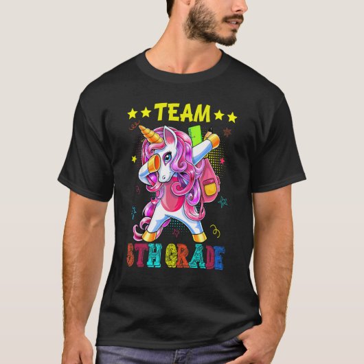 Team 5th Grade Unicorn  Student Teacher Back To Sc T-shirt (Voorkant)