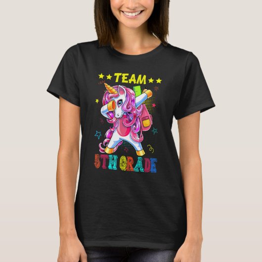 Team 5th Grade Unicorn  Student Teacher Back To Sc T-shirt (Voorkant)
