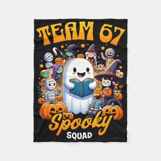 Team 67 Spooky Squad Grappig Zes Zeven Meme 6 7 Ha Fleece Deken (Voorkant)