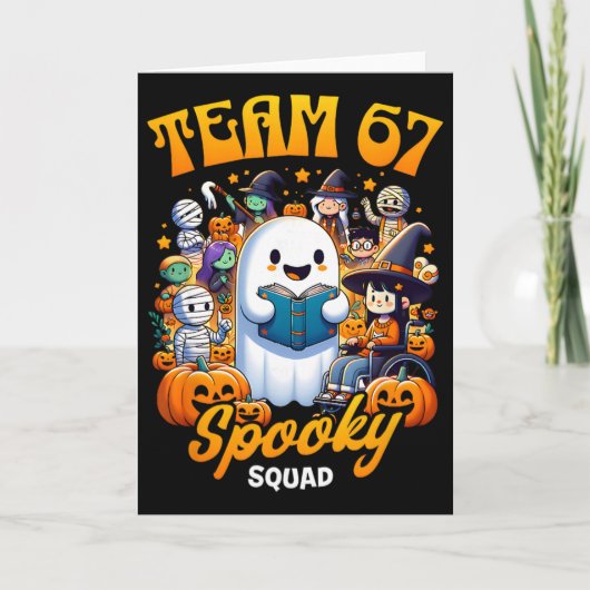 Team 67 Spooky Squad Grappig Zes Zeven Meme 6 7 Ha Kaart (Voorkant)