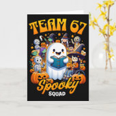 Team 67 Spooky Squad Grappig Zes Zeven Meme 6 7 Ha Kaart (Gele Bloem)