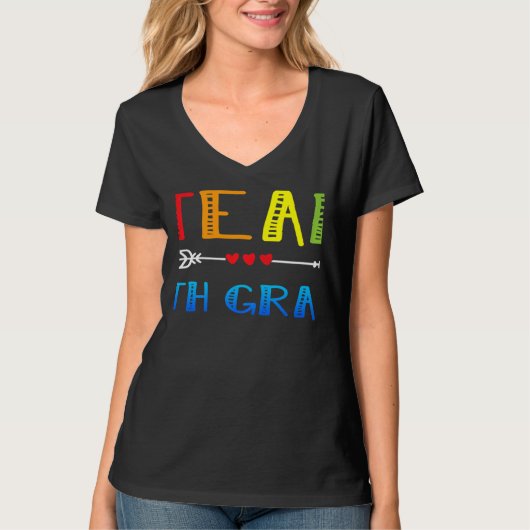 team 7th grade heart back to school teacher cute a t-shirt (Voorkant)