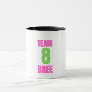 Team 8 Bree Mok, Cute Roze Groene Team Mok, Nummer Mok