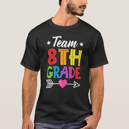 Team 8e klas docent Kind naar school T-shirt (Voorkant)