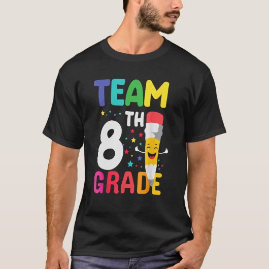 Team 8e klas Happy Pencil Terug naar School T-shirt (Voorkant)