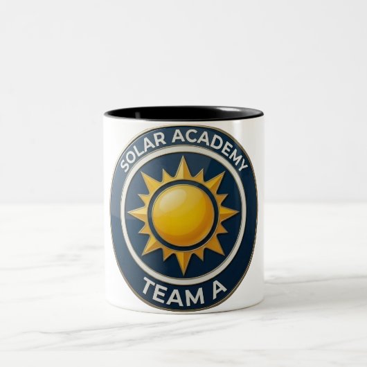 "Team A – SOLAR ACADEMY Bold Text Design for Leade Tweekleurige Koffiemok (Center)