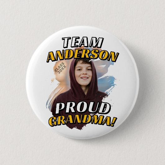 Team [Achternaam] Trots Oma Afstudeerfoto Ronde Button 5,7 Cm (Voorkant)