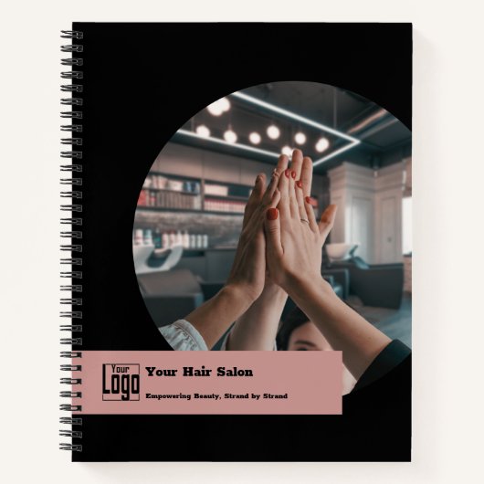 Team Afbeelding Hair Stylist Zwart Roze Promotie Notitieboek (Voorkant)