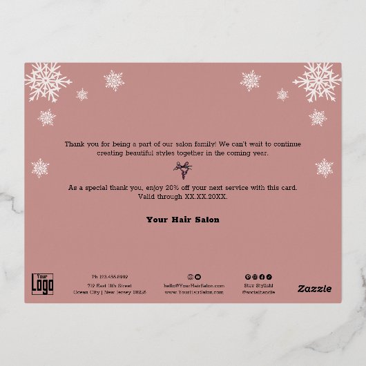 Team Afbeelding Snowflake Folie Accents Vakantie K Folie Feestdagen Briefkaart (Achterkant)