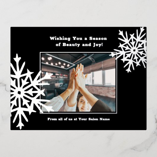Team Afbeelding Snowflake Folie Accents Vakantie K Folie Feestdagen Briefkaart (Voorkant)