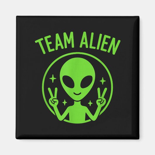 Team Alien – Funny Green Extraterrestrial Peace Si Magneet (Voorkant)