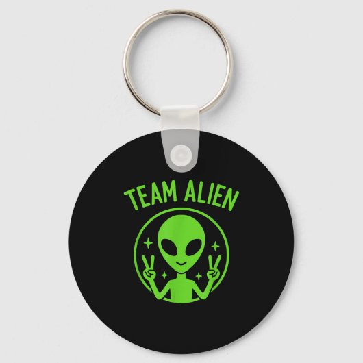 Team Alien – Funny Green Extraterrestrial Peace Si Sleutelhanger (Voorkant)