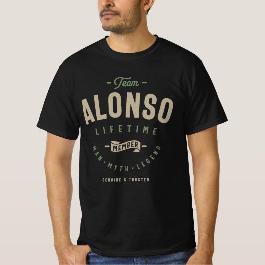 Team Alonso Lifetime Lid Gepersonaliseerde Naam T-shirt (Voorkant)