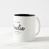 Team Amelie Lifetime Lid met persoonlijke naam Tweekleurige Koffiemok (Voorkant rechts)