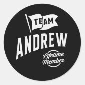 Team Andrew Lifetime Lid Ronde Sticker (Voorkant)