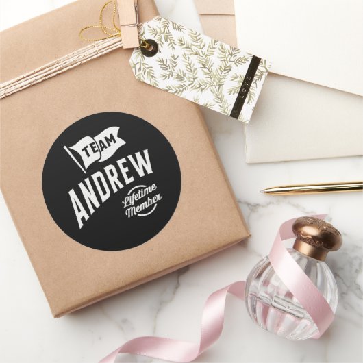Team Andrew Lifetime Lid Ronde Sticker (Geschenken)