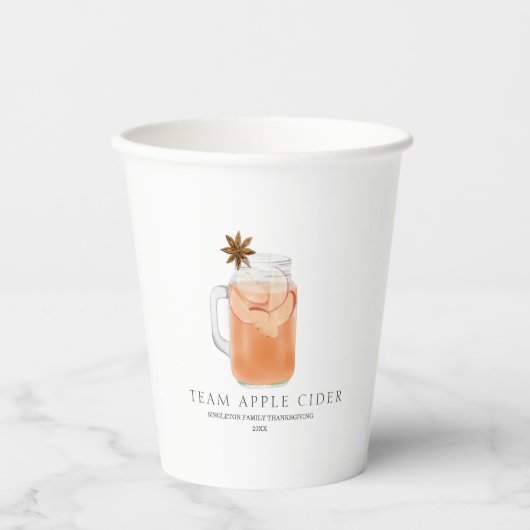 Team Apple Cider Thanksgiving Herfst Papieren Bekers (Voorkant)
