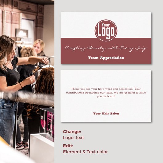Team Appreciation - Logo Hair Salon Dank u Visitekaartje