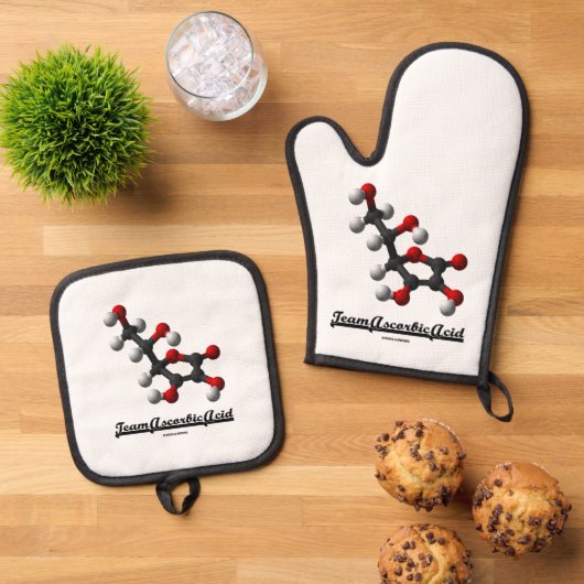 Team Ascorbinezuur (Chemische Molecuul Vitamine C) Ovenwant & Pannenlap Set (Top down)