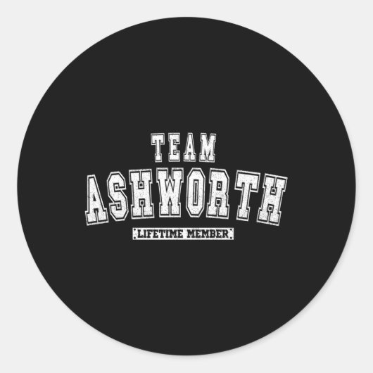 Team Ashworth levenslange familienaam Ronde Sticker (Voorkant)