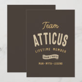 Team Atticus Levenslang Lid Gepersonaliseerde Naam Kaart (Voorkant / Achterkant)