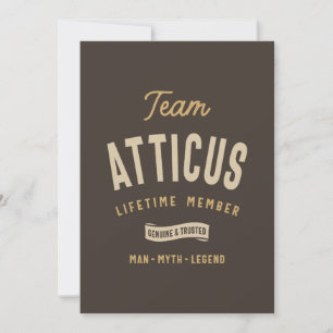 Team Atticus Lifetime Lid Persoonlijke naam Kaart