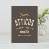Team Atticus Lifetime Member Persoonlijke Naam  Kaart (Staand voorkant)