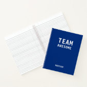 Team Awesome Blauwe Gepersonaliseerde Naam Notitieboek (Binnen)
