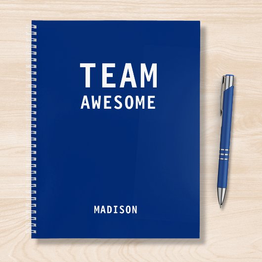 Team Awesome Blauwe Gepersonaliseerde Naam Notitieboek