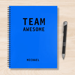 Team Awesome Neon Blauwe Persoonlijke Naam Notitieboek