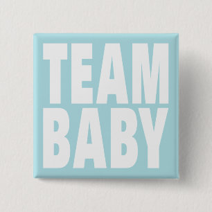 Team Baby op blauw Vierkante Button 5,1 Cm