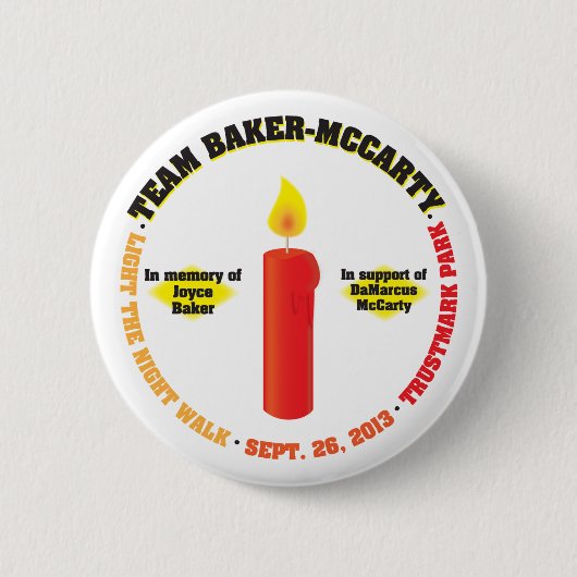 Team Baker-McCarty Light the Night Walk 2013 Ronde Button 5,7 Cm (Voorkant)
