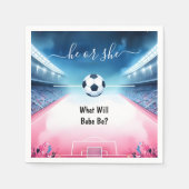 Team Ball Pitch Fun Soccer Field Gender Reveal Servet (Voorkant)