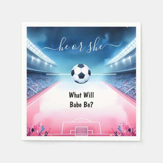 Team Ball Pitch Fun Soccer Field Gender Reveal Servet (Voorkant)