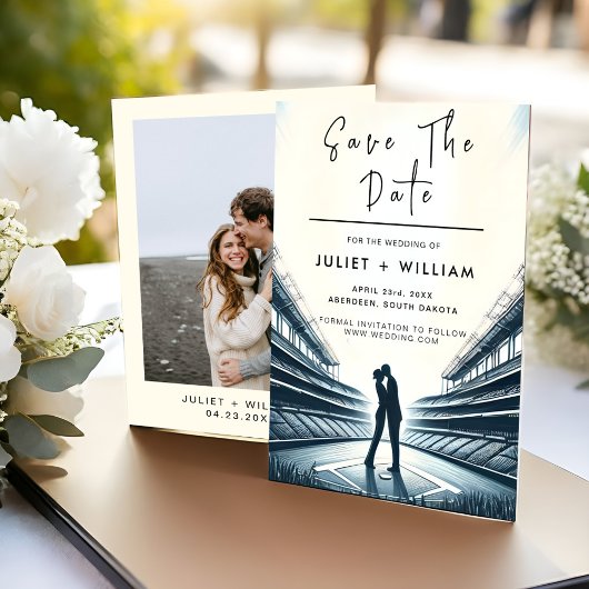 Team Ball veld Pitch Baseball Bruiloft Save The Date