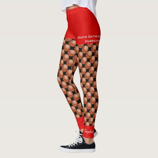 Team Basketball met Fake Red Shorts en naam Leggings (Links)