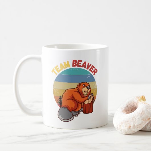 Team Beaver Retro Sunset Beavers Lover Koffiemok (Met donut)